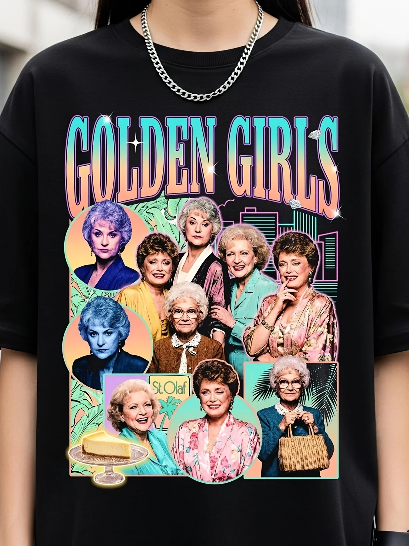 Casual Summer Golden Girl Sophia Petrillo T-Shirt, Motto T-Shirt, Picture It Sicily, Vintage Sitcom Clothing, Sophia Pattern Crew Neck Regular Version Back-to-School Gift, Women's Cotton Short Sleeve T-Shirt