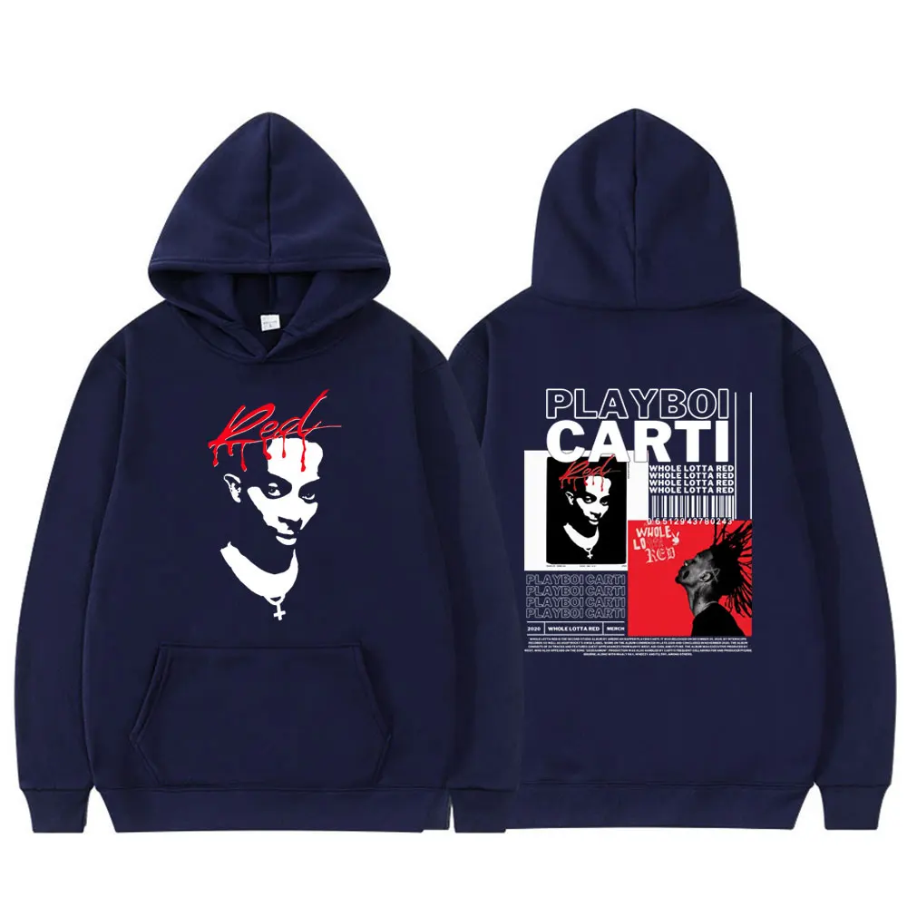 Rapper Playboi Carti Hoodie Music Album Whole Lotta Red Harajuku Hooded Sweatshirt Men's Hip Hop Gothic Hoodies Cool Streetwear