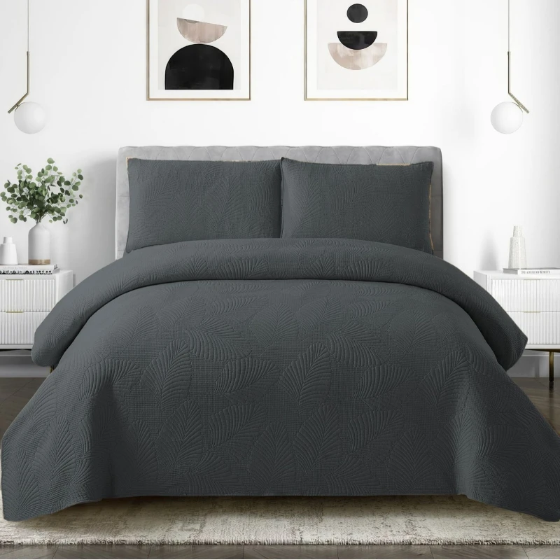 CHAUSUB Queen Size Quilt Set 220x240cm Ultrasonic Quilted Bedspread & Coverlet Summer Lightweight Comforter Blanket for Bed