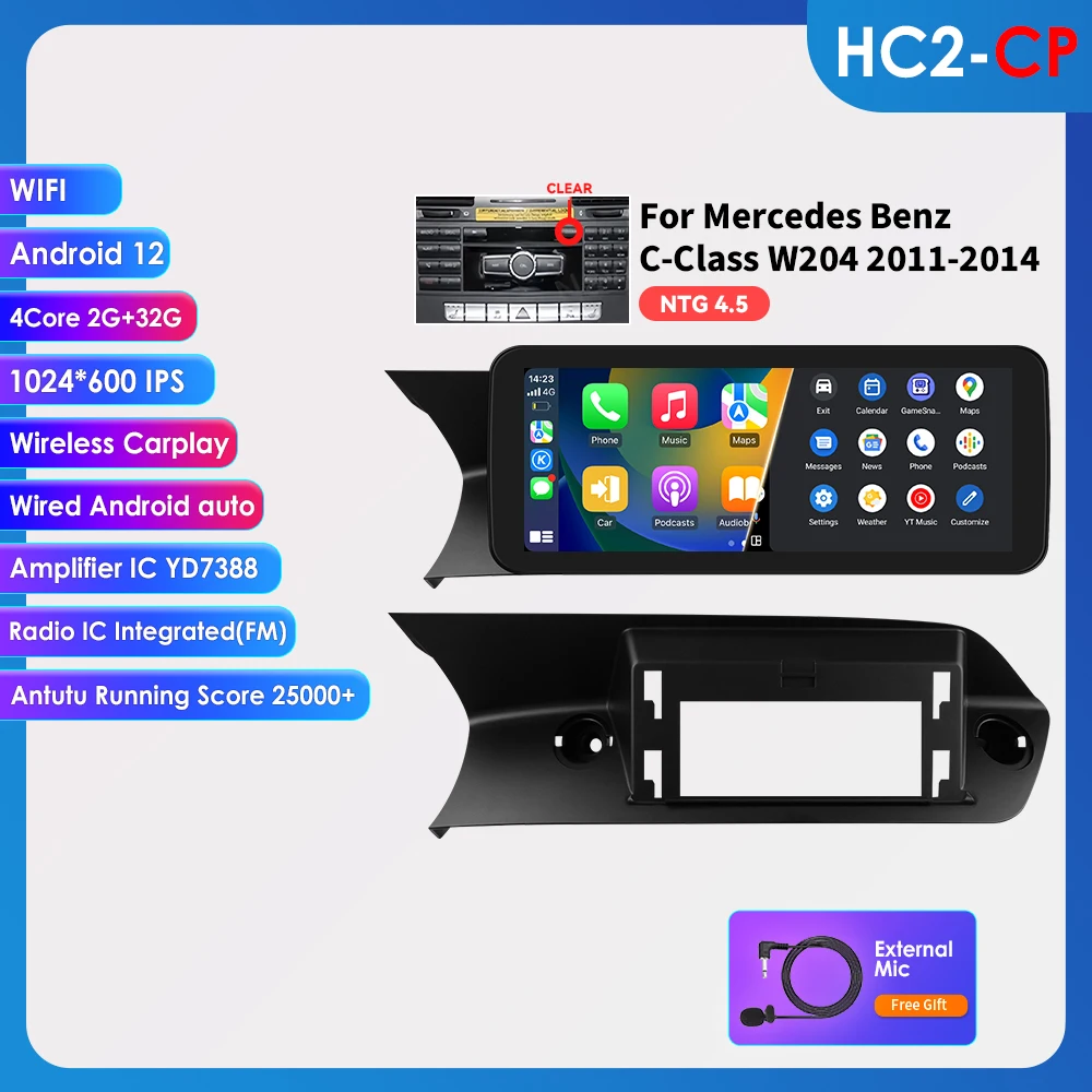 OSSURET 10,25" Autoradio für Mercedes BenzC-Klasse W204 S204 W205 Auto Intelligente Systeme Multimedia Player 2din Carplay Android Auto GPS 5