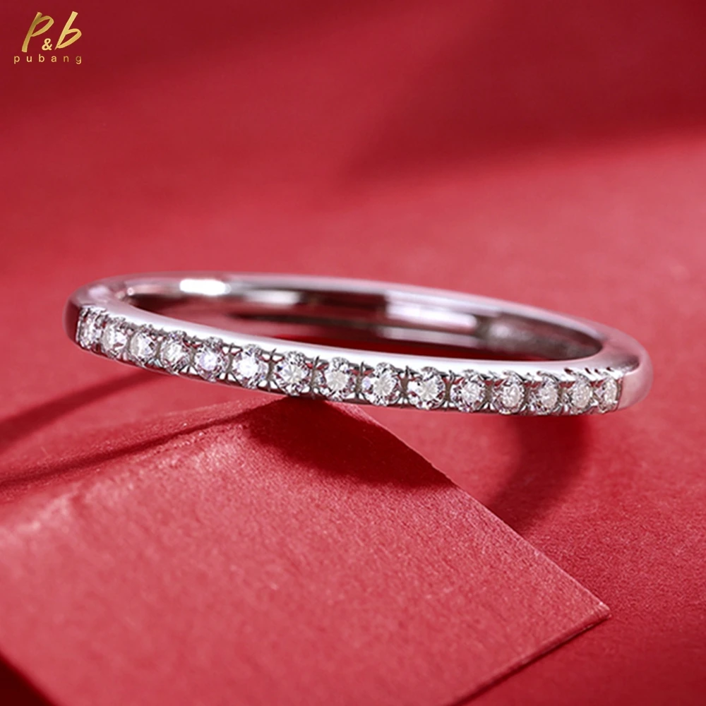 

PuBang Fine Jewelry 100% 925 Sterling Silver GRA Real Moissanite Diamond Wedding Band Engagement Adjustable Row Rings Wholesale