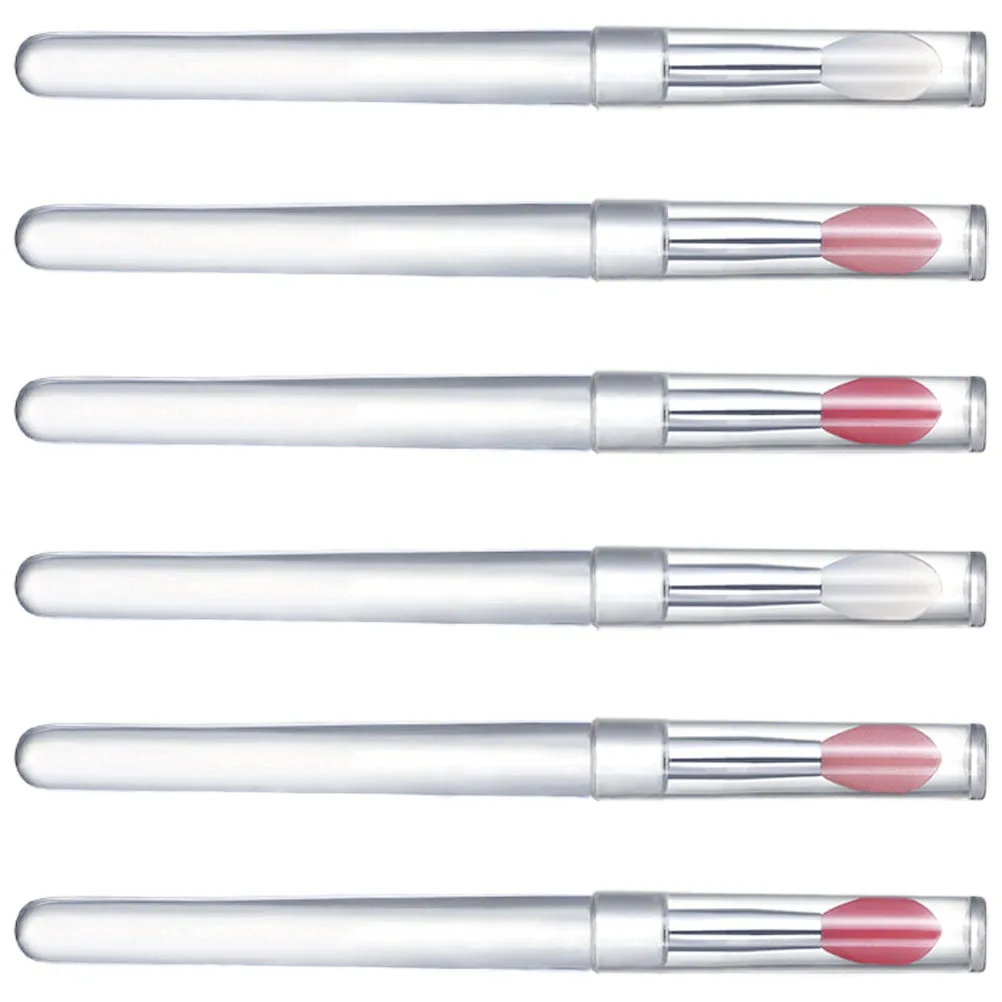 6 pennelli per rossetto applicatore per lucidalabbra strumenti per trucco portatili bacchetta per labbra in silicone riutilizzabile accessorio di bellezza per donna