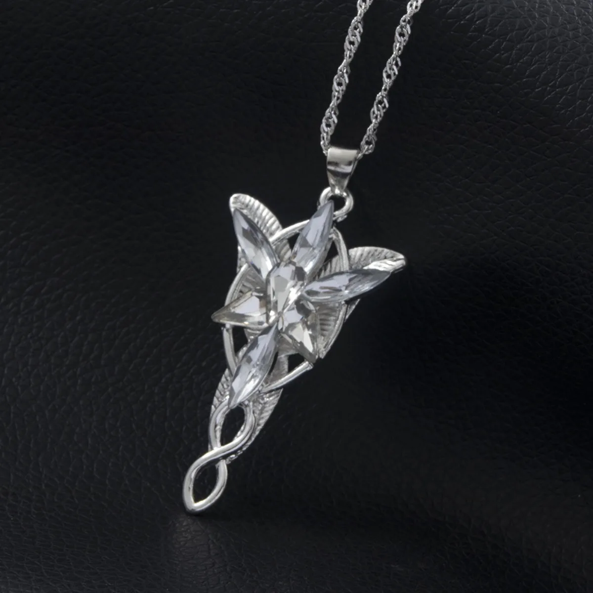 Zircon Flower Pendant Necklace, Fairy Princess Elf Style Pendant, European American Fashion Jewelry for Women