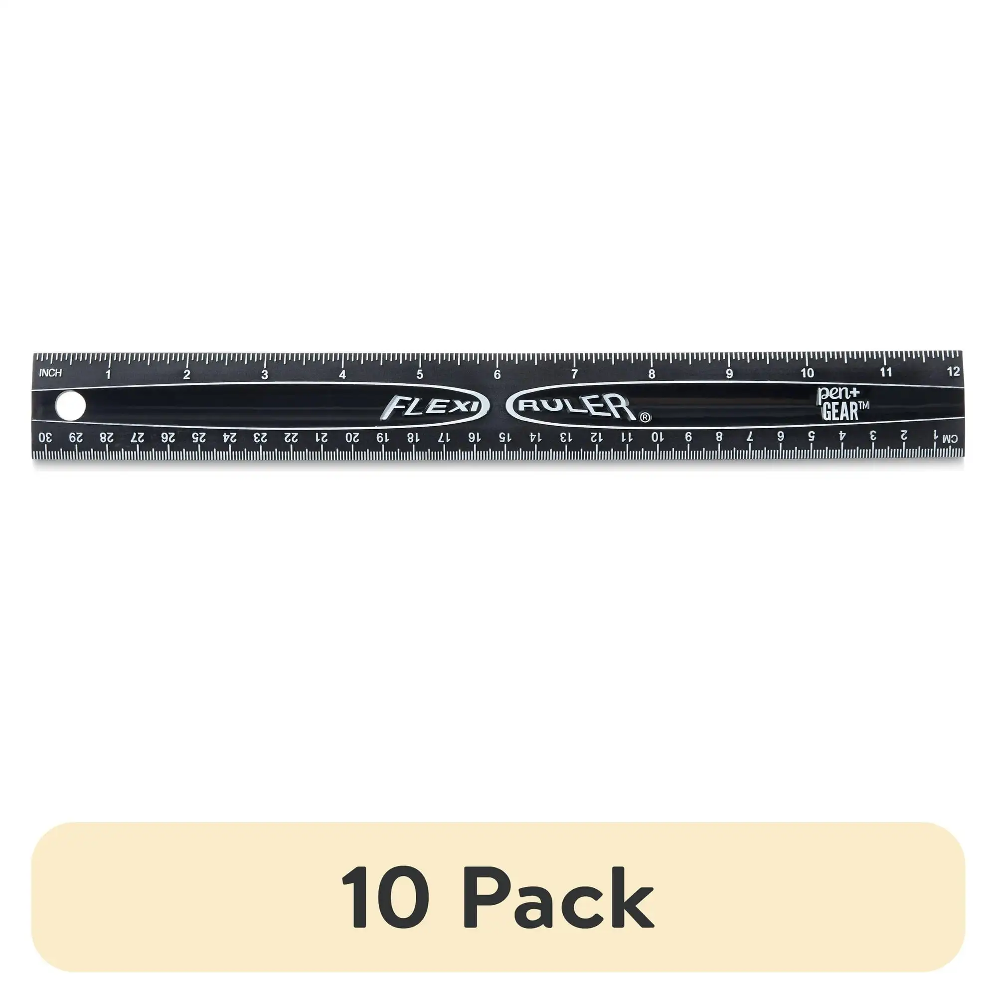 

(10 pack) Pen + Gear Flexible Plastic 12" Metric Ruler, Black