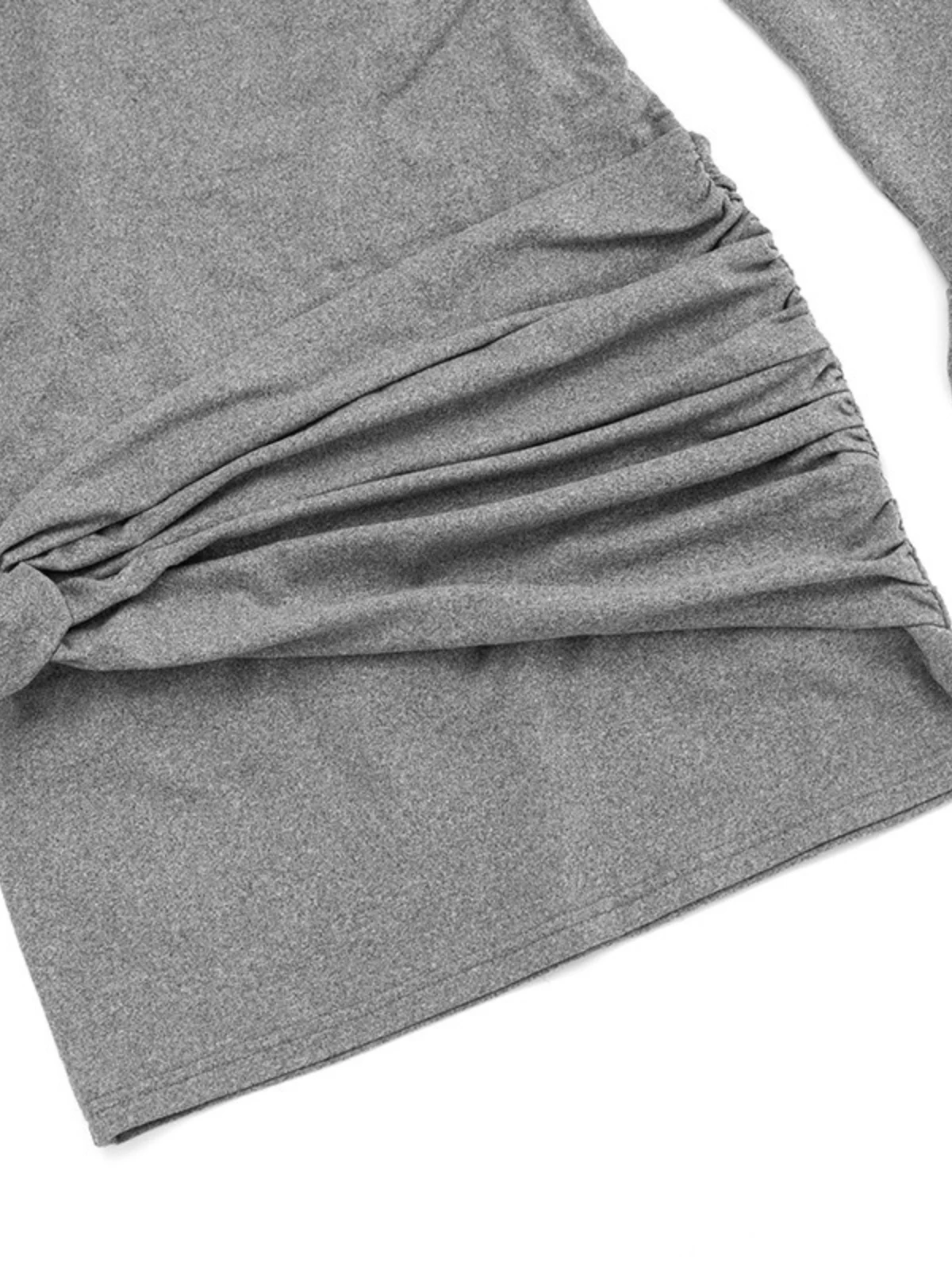 فستان قصير مكشوف الأكتاف باللون الرمادي من SsTss ملابس خروج نسائية سادة وأكمام طويلة بقصة ضيقة مكشكشة فستان حفلات ضيق ملابس نسائية