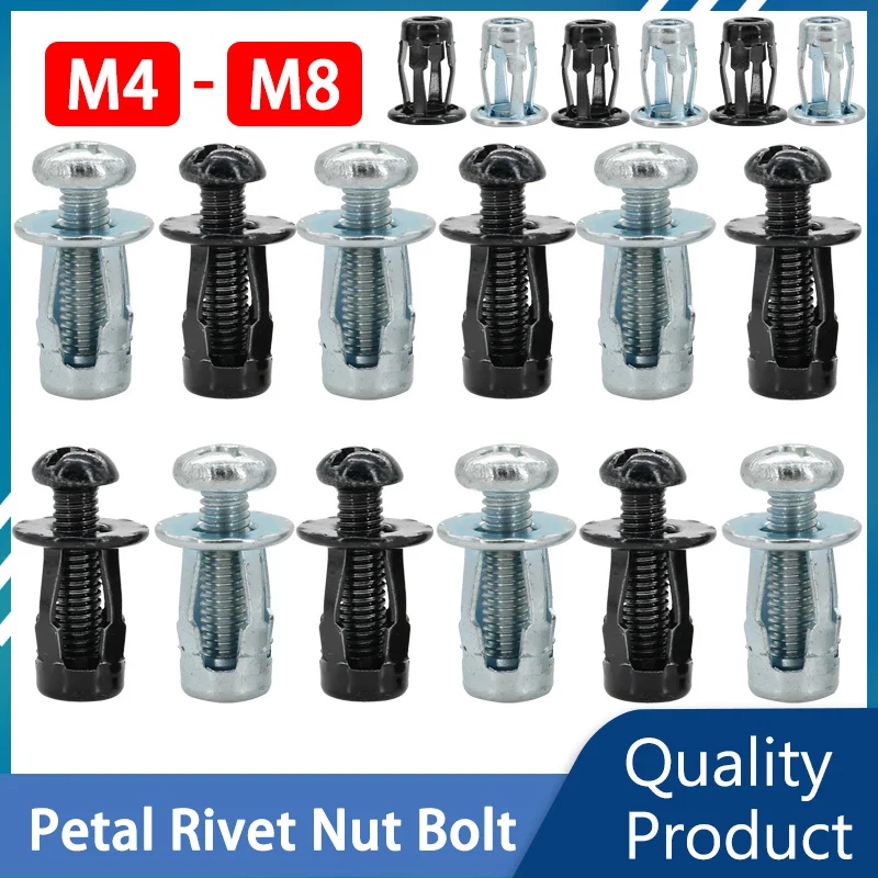 5/10Pcs Molly Jack Nut Expansion Clamp Petal Shape Metal Rivet Nut Bolt Set M4 M5 M6 M8 License Plate Fixing Nuts Pop Screws