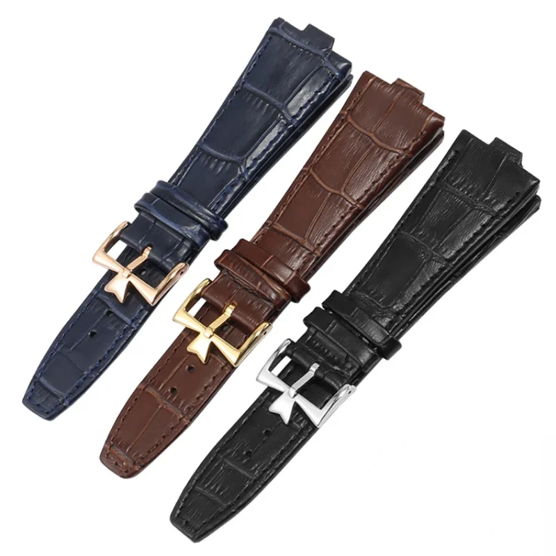 Genuine Leather Watch Strap for Vacheron Constantin 4500V 5500V P47040 Raised Moth Cowhide Watchband Accessories 25.8mmWristband