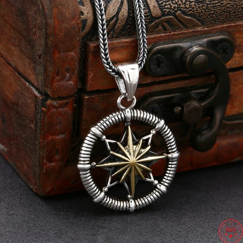 

S925 Sterling Silver Charms Pendants for Women Men New Fashion Sunflower Cross Navigation-star Light Punk Jewelry Wholesale