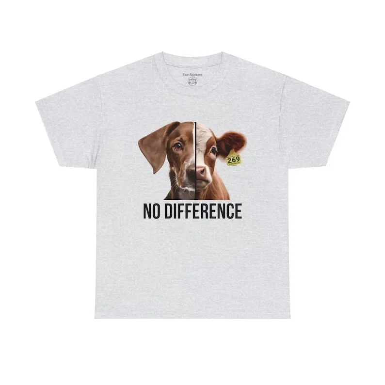 Vegan Activists Tee-Shirt Antispeciesism No Difference Calf and Dog Lovers Gift Ideas for Plant Based for Animal Liberation Tee