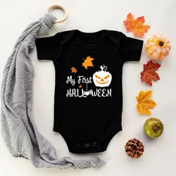 Halloween Baby Bodysuit My First Halloween Pumpkin Newborn Boys Baby Girls Clothes Black Cotton Short Sleeve Romper One-pieces