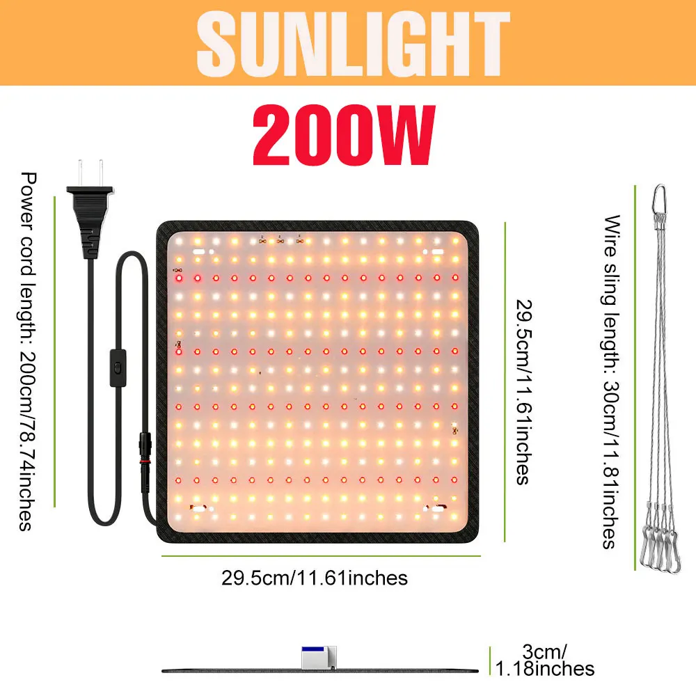 200W Led Grow Light Volledige Spectrum Quantum Board Plant Teelt Lamp Voor Indoor Ingemaakte Bloem Kas Tent Tomaat groente