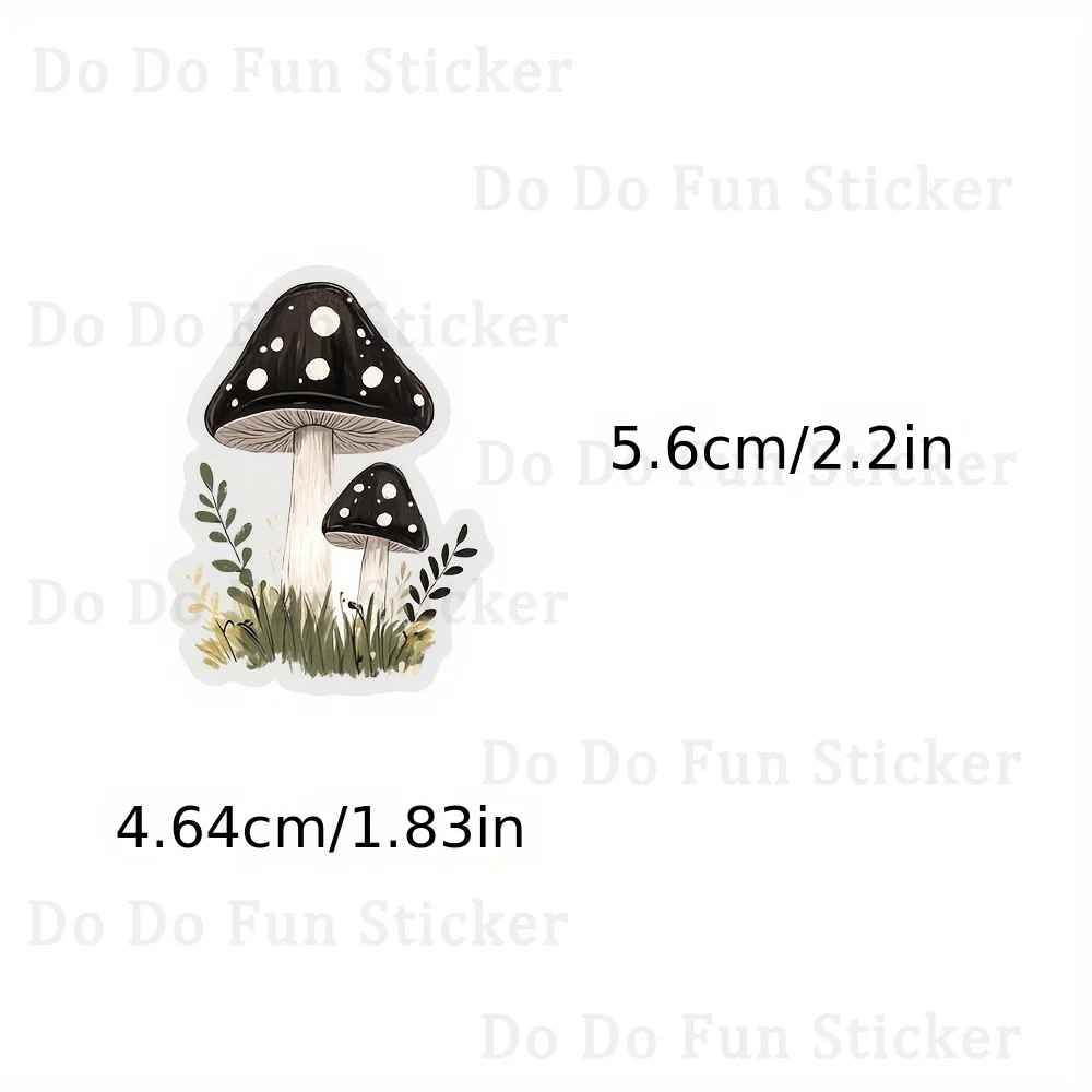 50PCS Color Mushroom PET Graffiti Stickers Transparent Waterproof Oil Resistant Material Artistic Personality Retro Decoration