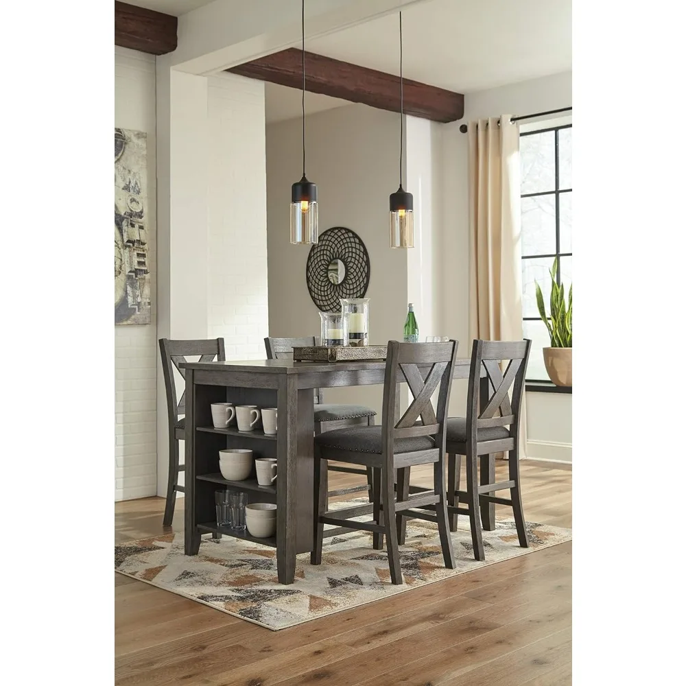 Caitbrook Barstool lapis kain tinggi 24.63 "kasar, Set 2, abu-abu