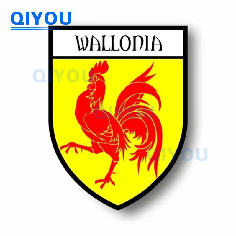 High Quality City Flag World Crest Wallonia Belgiums Commemorative Car Stickers for Reflective PVC Decals on Laptop Body