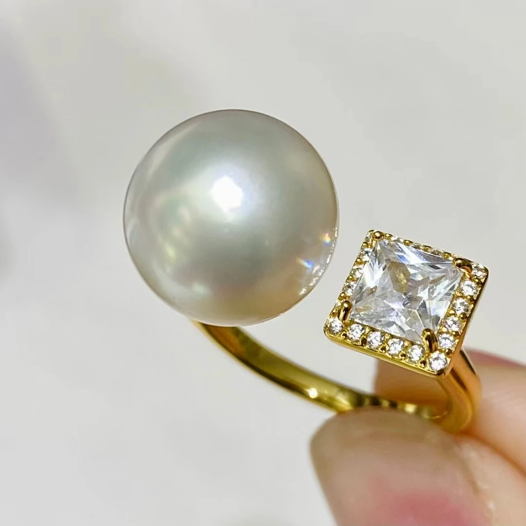 

925 Sterling Silver Adjustable Ring Mount Settings Findings Mountings Accessory Parts for 11-12mm Pearls 5pcs/lot