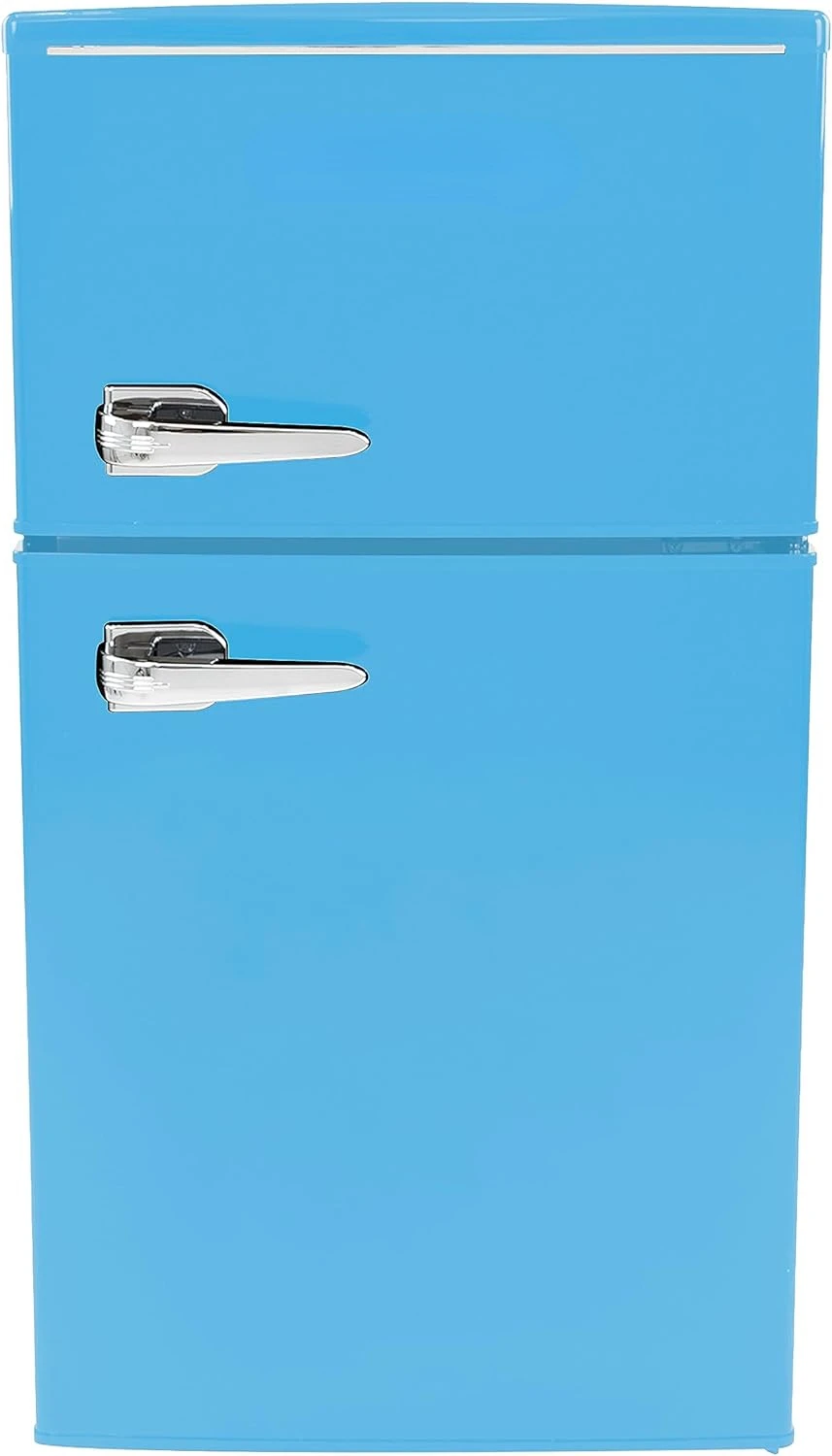 Mini Fridge with Freezer Retro-Styled for Home Office or Dorm, Manual Defrost and Adjustable Temperature