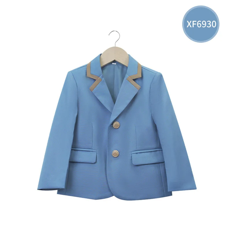 

Куртка для мальчиков и девочек 100-180 см, весенняя, синяя, школьная форма, британский стиль, верхняя одежда для выступлений, костюм для детского сада