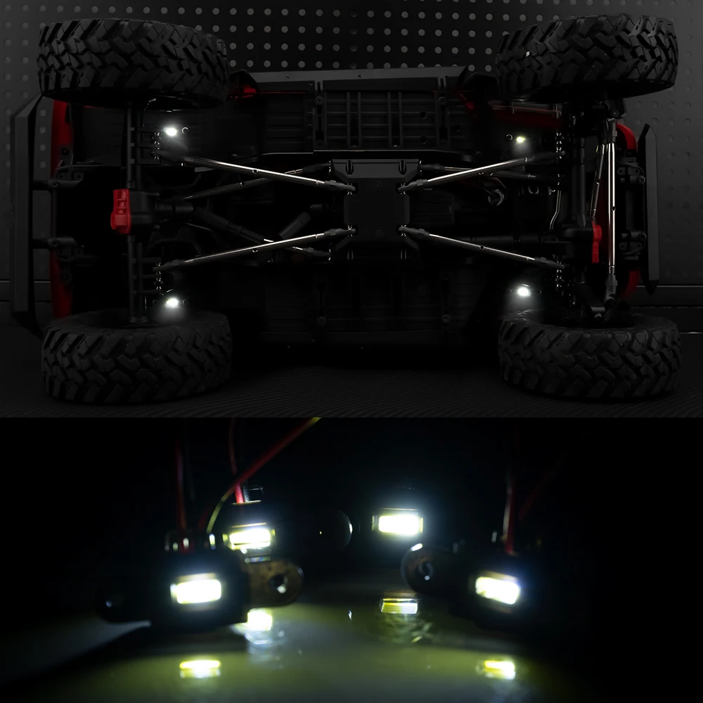 

AXSPEED Wheel Eyebrow Light Wheel Arch Lamp Chassis LED Lights for 1/10 Axial SCX10 III AXI03007 Jeep Wrangler Parts