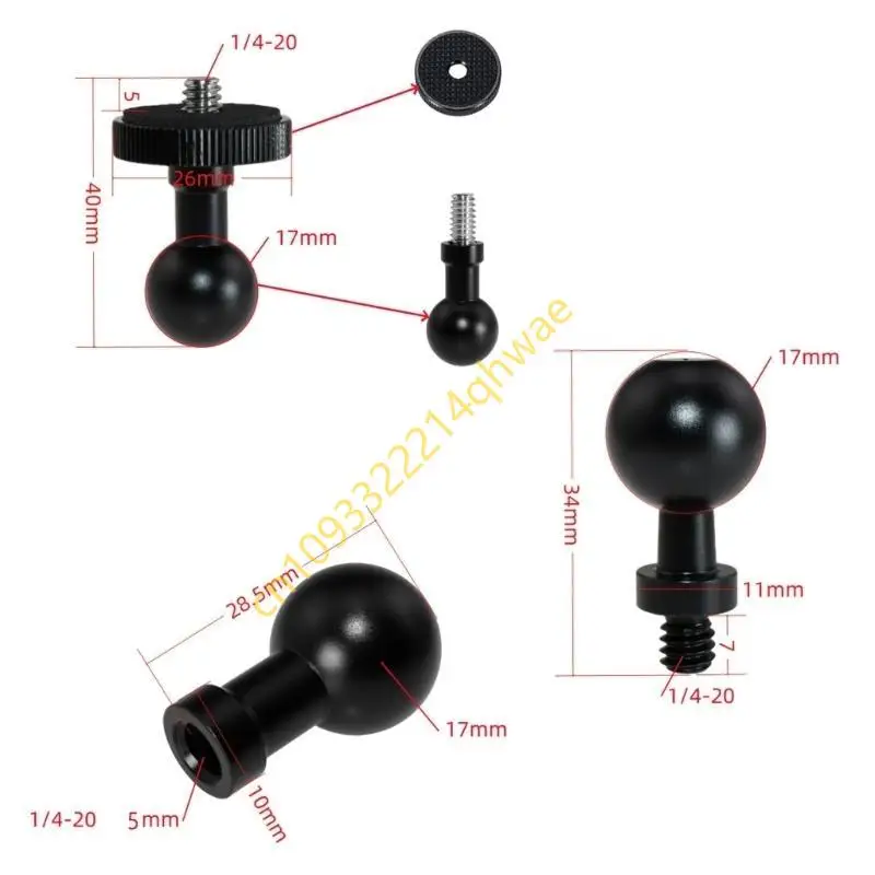 Phone Holder Adapter 17mm Ball Joint Adapter Metal for Phone Stand Accessories