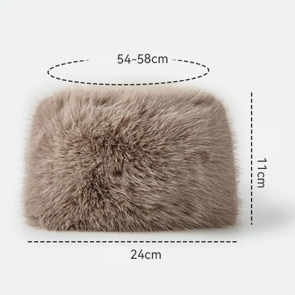 Thick Women Winter Hat Faux Fur Elastic Anti slip Warm Windproof No Brim Ear Basin Hat Hunting Outdoor Cap