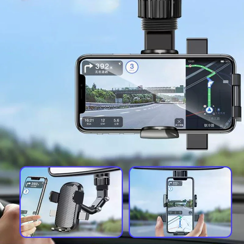 360° Rotating Rearview Mirror Phone Holder For Car Phone Mount GPS Holder Universal Car Phone Holder For All Smartphones