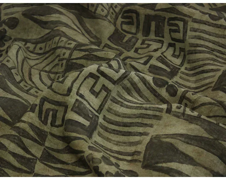 

1yard Unique printing patchwork one-piece dress cheongsam shirt sewing fabric pure flax fabrics for clothing