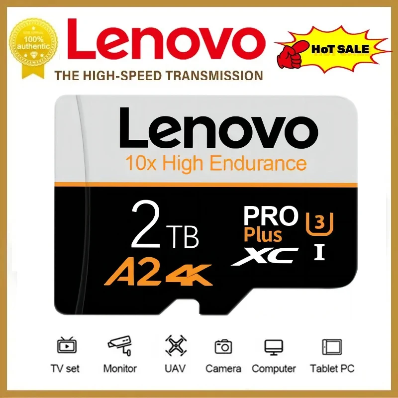 Lenovo-tarjeta de memoria Micro SD de alta velocidad, 2TB, 1TB, 128GB, 256GB, 64GB, tarjeta Flash TF para Xiaomi, cámara de teléfono, PC de mesa