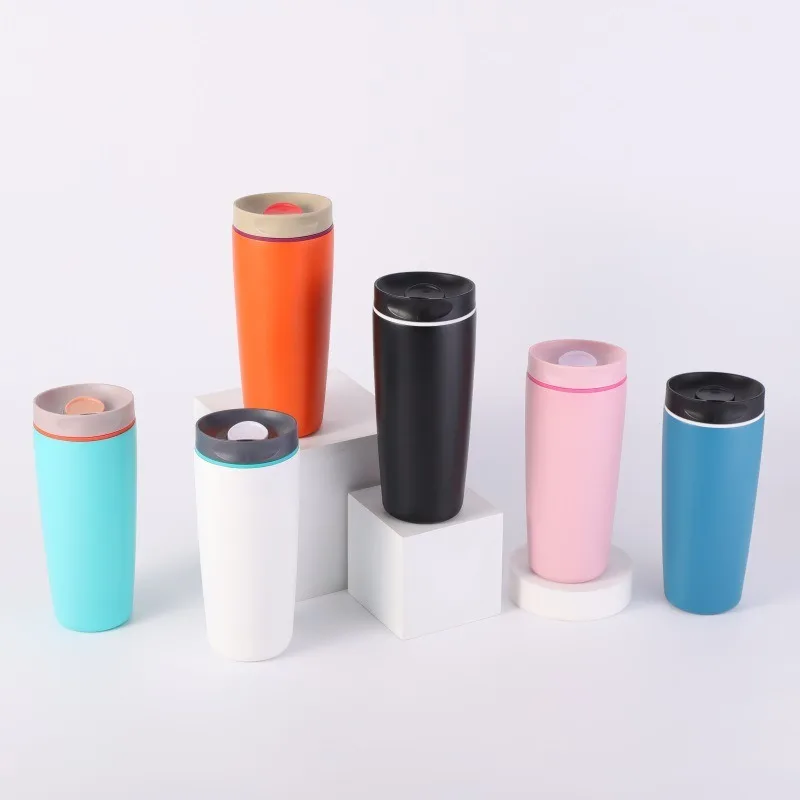 

Stainless steel coffee cup with lid sealed office portable thermos cup cold accompanying water large diameter milk tea