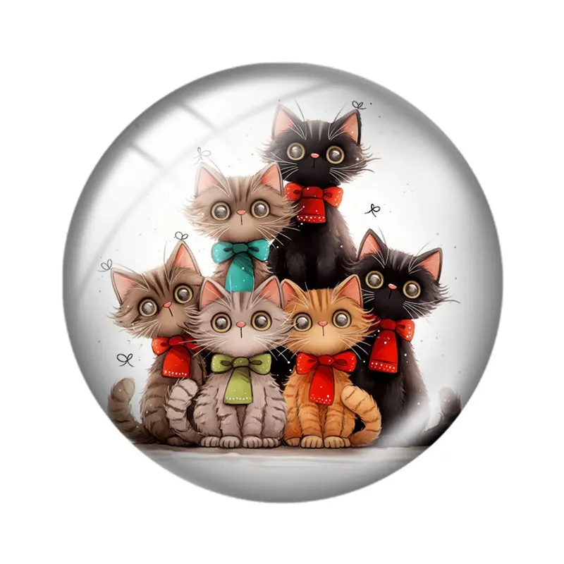 Funny Cats 10pcs 12mm/18mm/20mm/25mm Round photo glass cabochon demo flat back Making findings image 4