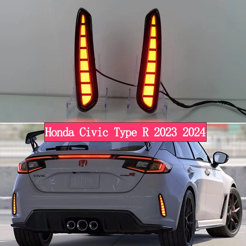

Для Honda Civic Type R 2023 2024, автомобильный светодиодный отражатель заднего бампера, сигнальная лампа, резервные ходовые огни, стоп-сигналы, автоаксессуары