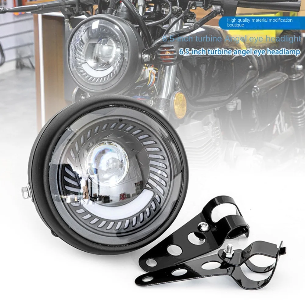 

Motorcycle retro accessories 6.5 "white LED headlights For Harley modified vortex spiral headlights+bracket