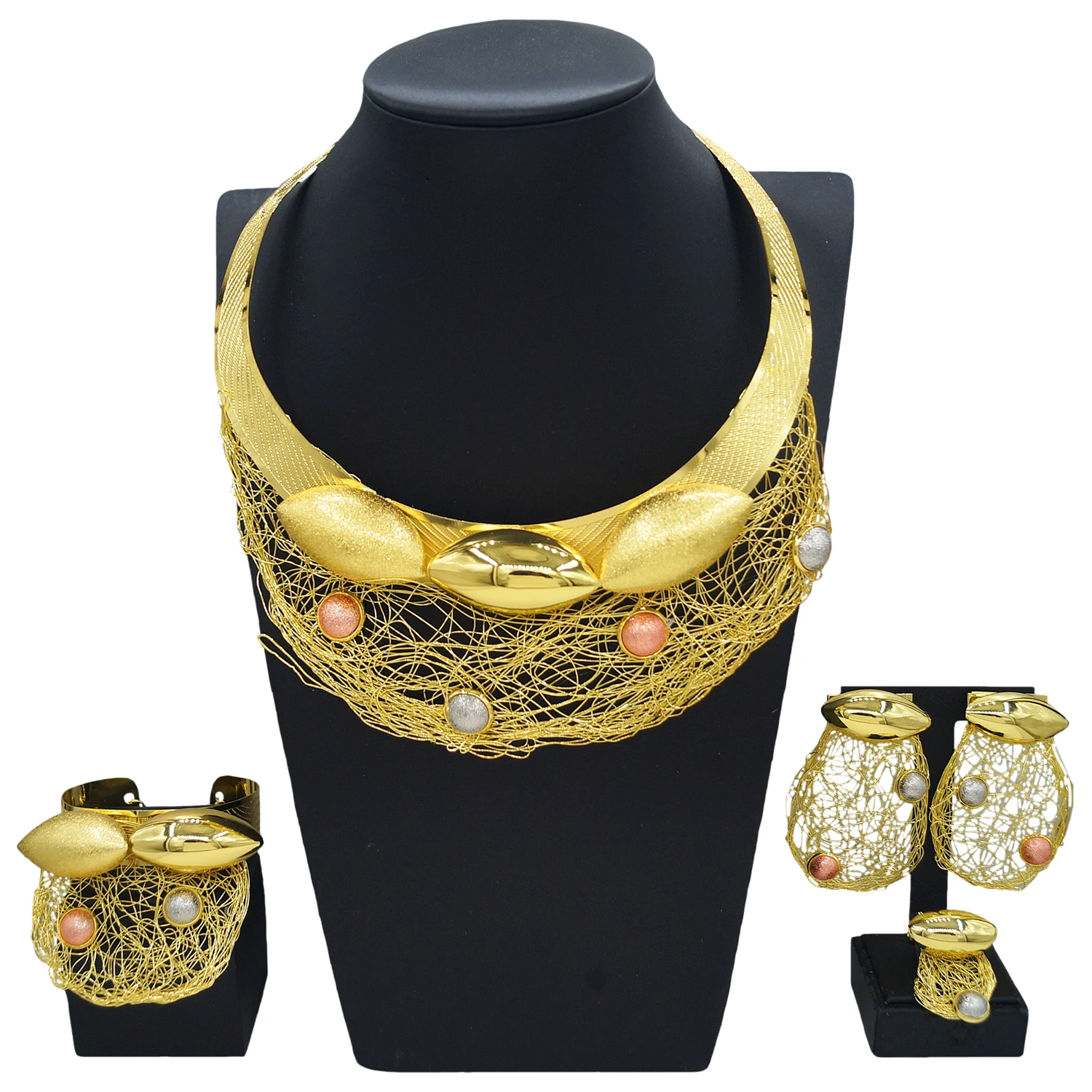 New In Jewelry Sets woman Fashion Necklace Heart Bracelet Bear Earring Set Necklace Women Gift Wholesale Set
