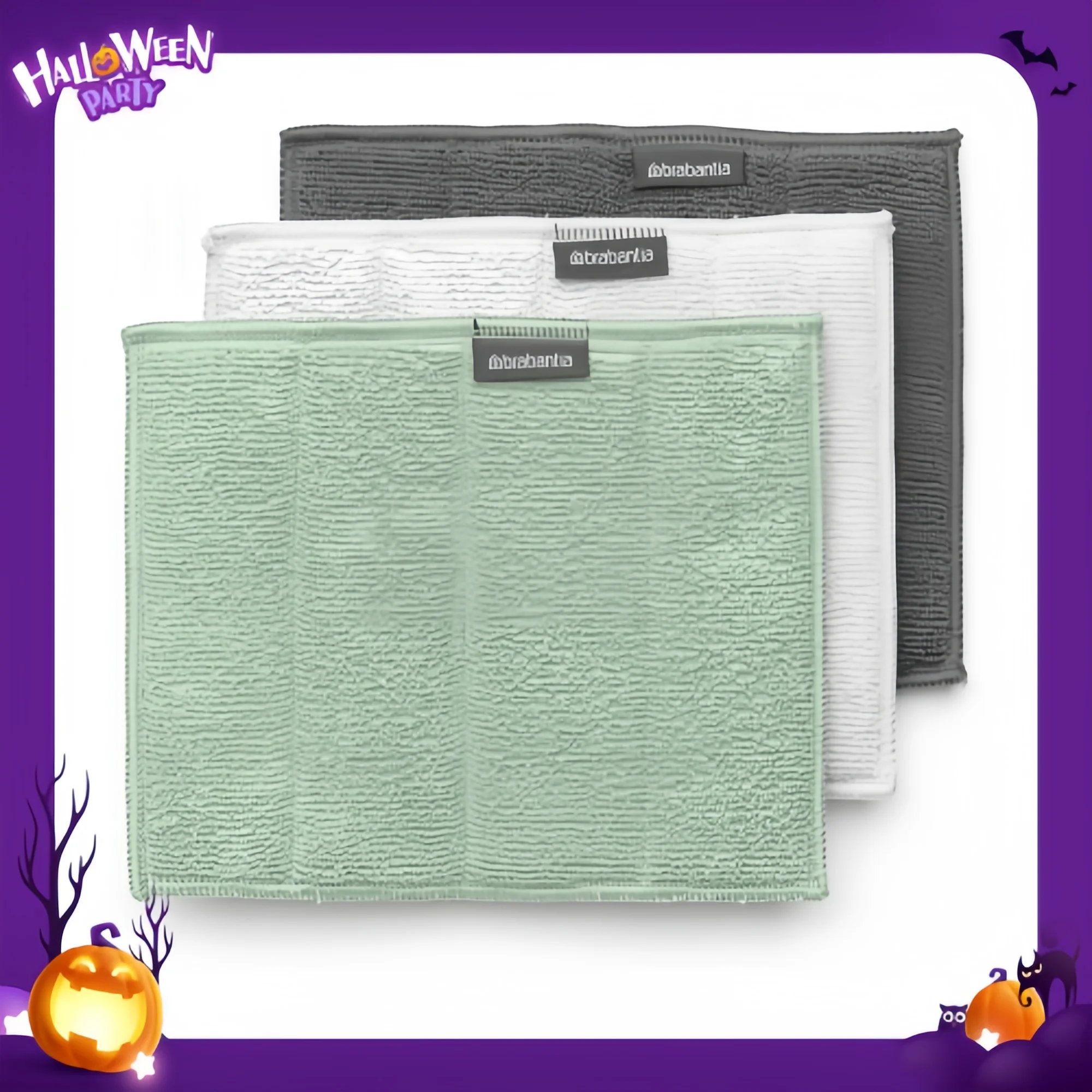 قطعة قماش تنظيف صحية مقاس 12 × 12 باللون الأخضر - ألياف دقيقة قابلة لإعادة الاستخدام لتنظيف المطبخ والأطباق