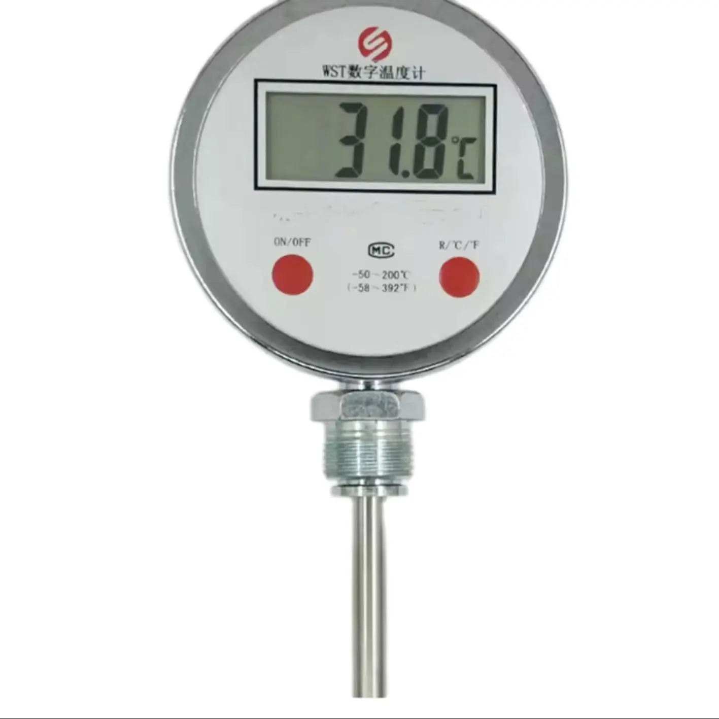 Digital bimetallic stainless steel electronic thermometer with high display accuracy for industrial reaction kettle -50+200