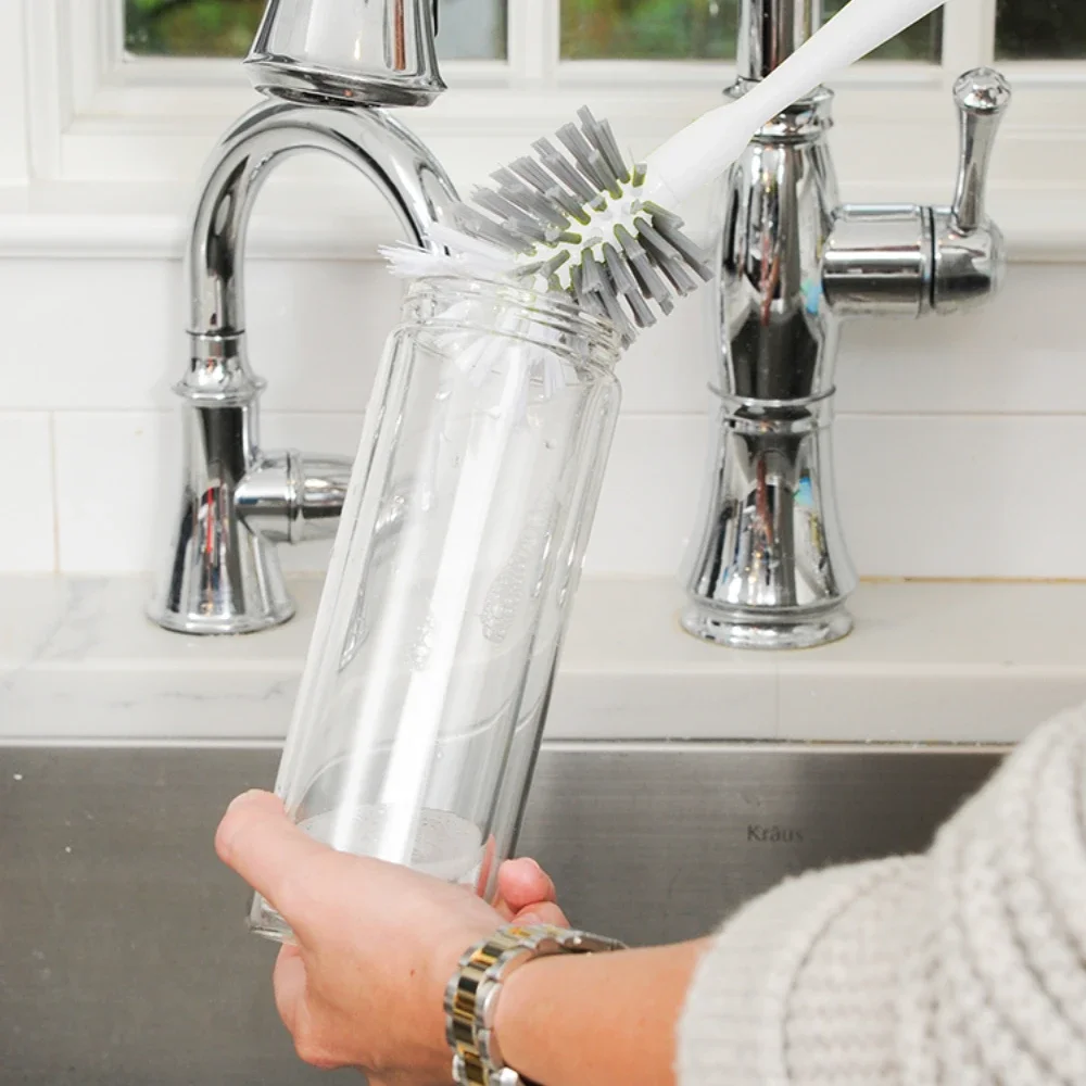 Long Handle Cleaning Brush Set Straw Cup Brush with Cleaning Paste for Water Cup Kettle Enamel Pot Kitchen Home 컵 세척 브러시