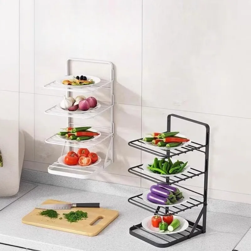 

Kitchen Multifunctional Side Dish Storage Rack Multi-layer Foldable Vegetable Rack Dish Storage Rack
