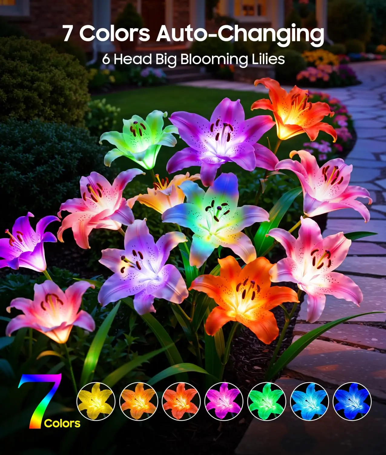 2/4/6 Pack Outdoor Solar Garden Light Blooming Lily Solar Flower Waterproof Landscape Lamp for Yard Patio Flowerbed Christmas Decor