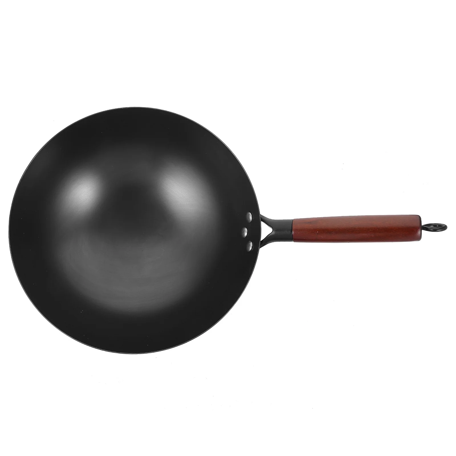 

Small Iron Wok Wooden Handle Nonstick Frying Pan Round Bottom Traditional Cooking Pot Household Kitchen Wok for Gas Stove