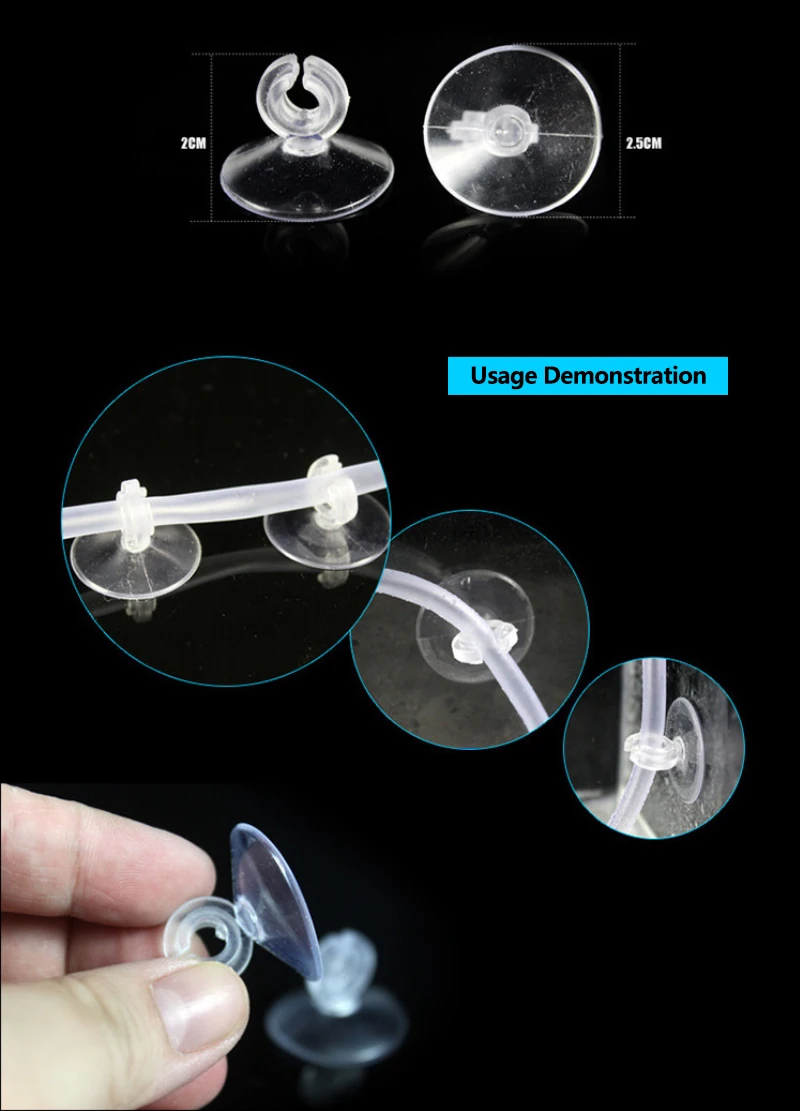 5 Stück Aquarium-Saugnapf für 4mm Luftschlauch, Rohrhalter, Saugnapf für Glasoberflächen, Fischzubehör – Detail 3