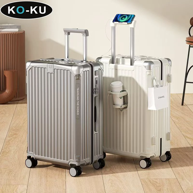 KO-KU Aluminium Frame Multifunctional Luggage 2024 New High Value Suitcase 20 Inch Boarding Box Student Travel Password Box