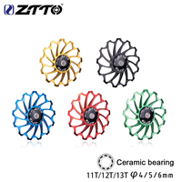 ZTTO MTB Bicycle Rear Derailleur Jockey Wheel Ceramic Bearing Pulley 11/12/13T CNC Road Bike Guide Roller Idler 4/5/6mm Wheel