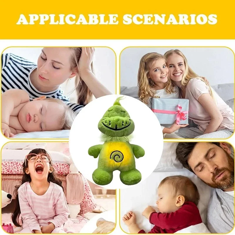 Jouet en peluche vert Shaggy Anime Kawaii, compagnon respiratoire, poupée kawaii, ventre brillant, Animal en peluche, périphérique, cadeau de vacances pour enfants;'