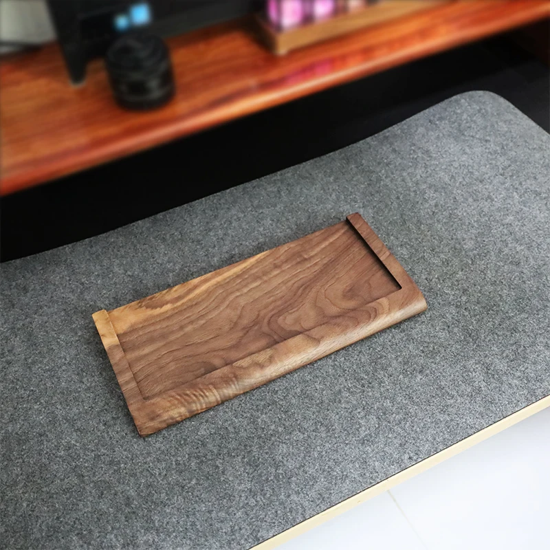 Walnoothout trackpad en toetsenbordstandaard 2-in-1 trackpadbasis Polssteun Kussenondersteuning Veelzijdige organizer voor Apple-accessoires