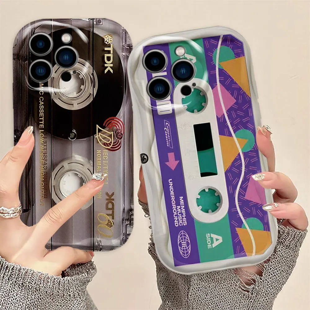 Vintage Tape Radio 3D Wave Phone Case For Iphone Apple 15 14 13 12 Mini 11 X XS XR 8 7 SE 6 6S Pro Max Plus Case Funda Shell