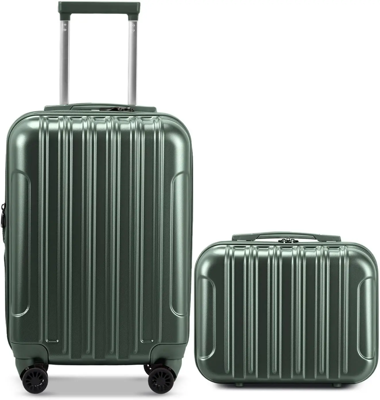 Omysalon Luggage Sets 2 Pieces Airline Approved, 14'' Carry-On Suitcase & 20'' Pc+Abs Hardshell Luggage W/ 360° Spinner Silent