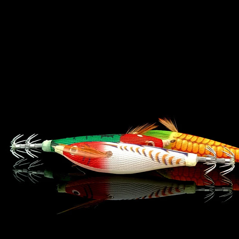 إغراء الخشب الروبيان الحبار هوك مضيئة الخرز محاكاة دعوى جولة البطن الأسماك الخشب الروبيان إغراء 10 قطع صندوق