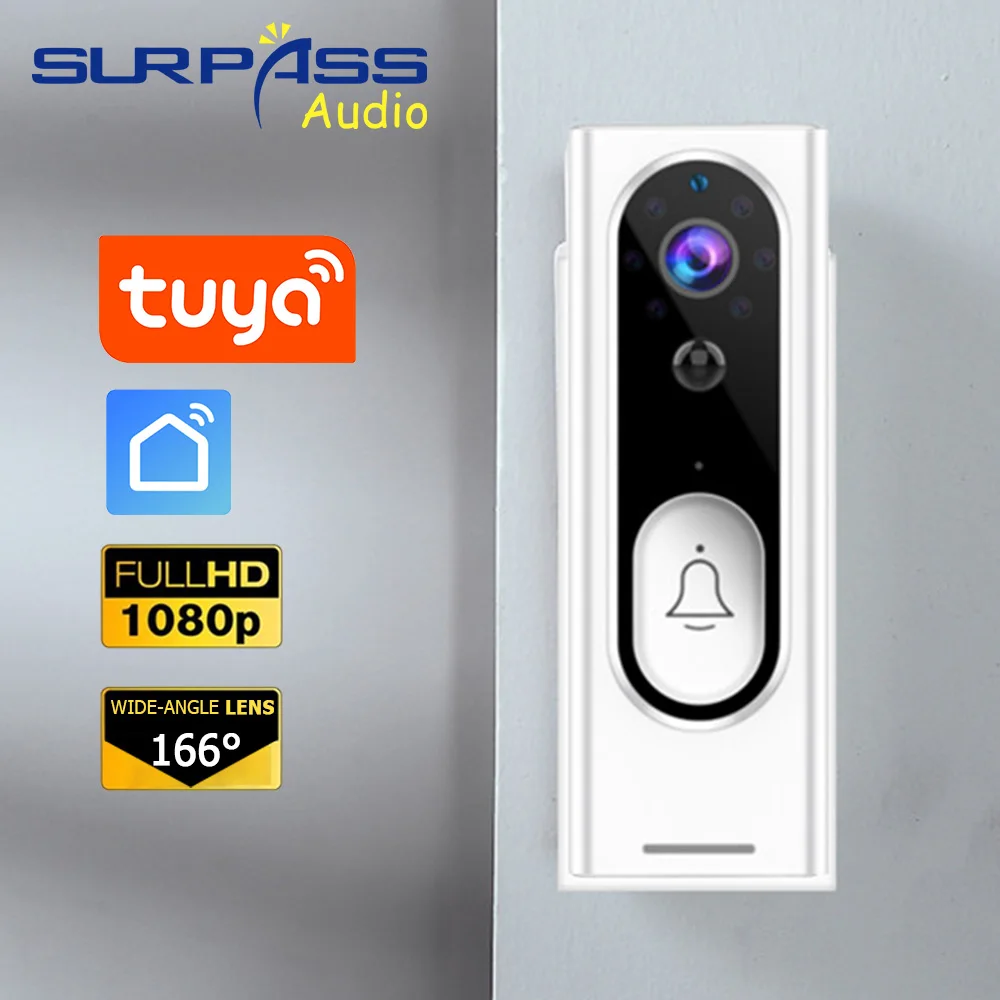 Smart WIFI with Night Vision Intercom Doorbell 1080P HD Wide-angle Lens with TUYA Mobile Phone Remote Control Security Camera