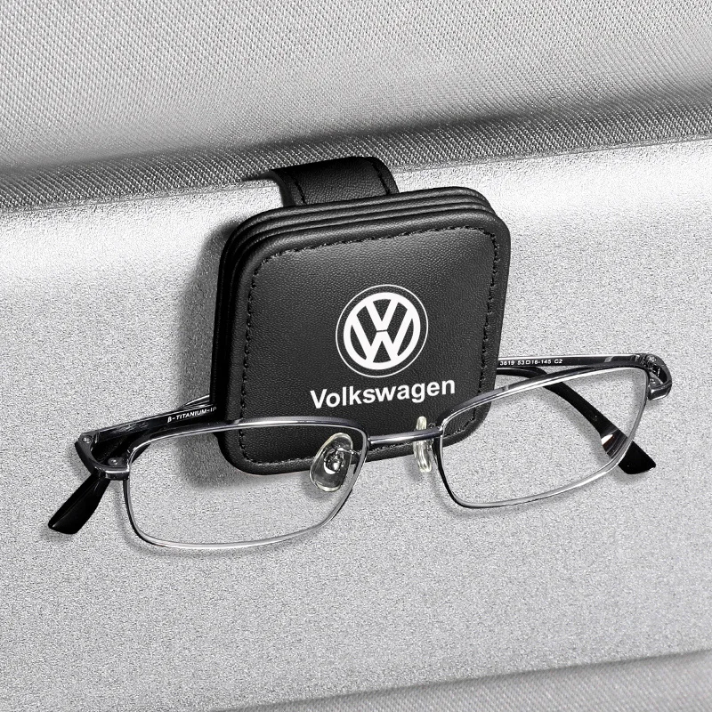 

Valve Stems Caps Car Sun Visor Glasses Storage Box Sunglasses Clip Card Ticket Holder For VW Volkswagen Golf Polo Passat Tiguan
