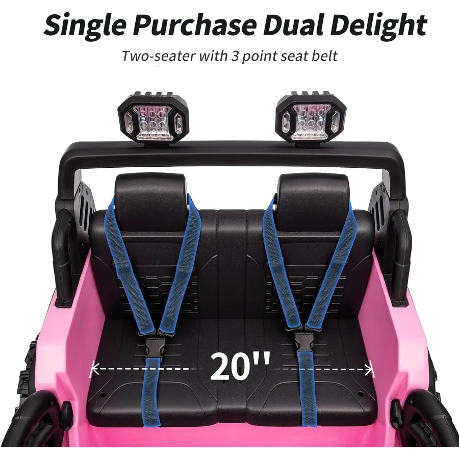 Passeio de 2 lugares no carro caminhão 12V passeio elétrico em brinquedo para grande idade 3-8 com controle remoto - rosa claro