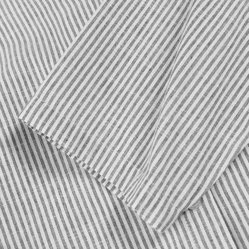 Letnia Luźna Sukienka Koszulowa w Paski z Dużego Rozmiaru z Bawełny i Lnu, Rozpinany Kardigan, Nieregularna Sukienka do Pracy, Elegancka, Codzienna, Stylowa